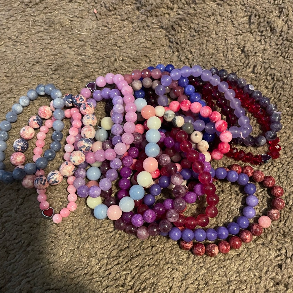 Crystal bracelets jewelry necklace red pink jade garnet lepidolite purple best